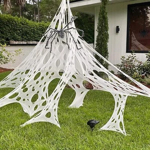 DAZONGE Spider Webs Halloween Decorations, Stretchy Beef Netting White - Picture 1 of 6