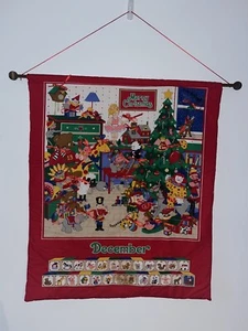 Vtg Countdown to Christmas Advent Calendar Stuffed Handmade And Ties For Treats - Picture 1 of 6