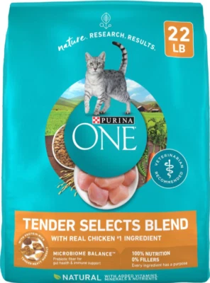Purina ONE Tender Selects Blend with Real Chicken Formula Dry Cat Food, 22 lb