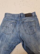 Men's G-Star Raw Triple A Straight Leg Blue Distressed Jeans Used.