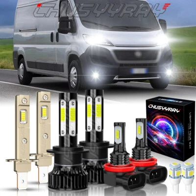适用于菲亚特 Ducato 2009 - 2011 2013 2014 年 LED 车头灯 + 雾灯灯泡组合 6000K — 第 1/4 张图片