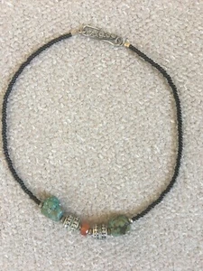 Mexican Vintage silver 925, lovely tourmaline and jade necklace, 1960s - Picture 1 of 22