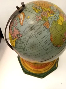 VTG 1930's J CHEIN Zodiac Seasons Month Base World Globe Tin Metal Litho AS IS - Picture 1 of 12