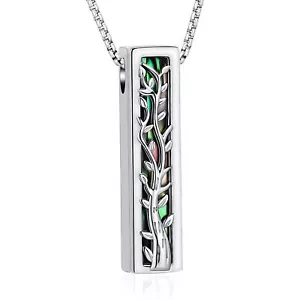 Abalone Shell Colour Tree of Life Bar Urn Pendant Necklace for Cremation Ashes - Picture 1 of 5