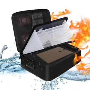 Fireproof Document Box A4 File Storage Bag Organiser Waterproof Safe Bag & Lock - Picture 1 of 14