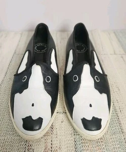 Marc By Marc Jacobs Neville Bull Terrier Loafers Leather Black White Dog Size 36 - Picture 1 of 9