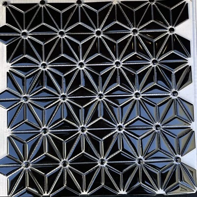 Black Ceramic Triangle Geometric Mosaic - Image 1 of 4