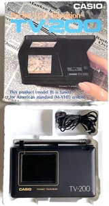 VINTAGE CASIO POCKET LCD TELEVISION TV-200 IN THE BOX WITH EARPHONES ~ UNTESTED - Picture 1 of 7
