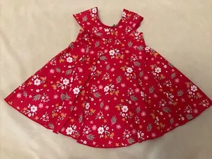 Benetton Baby Girls Dress 1 Year Circle Twirl Red Floral - Picture 1 of 5