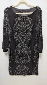 (16) Ronni Nicole Evenings Black Velour Bell Sleeve Dress - Picture 1 of 2