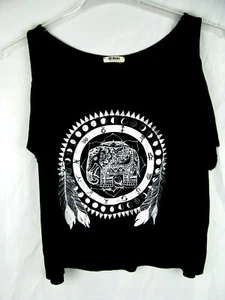 G Mini Girls Women's Cropped Size L Black wild spirit Elephant Good Luck T-Shirt - Picture 1 of 3