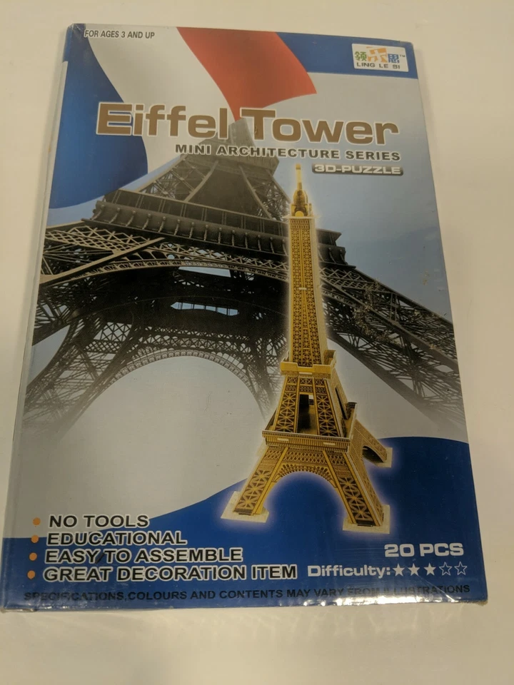3D PUZZLE EIFFEL TOWER 20 PIECES NEW FACTORY SEALED - Image 1 of 4