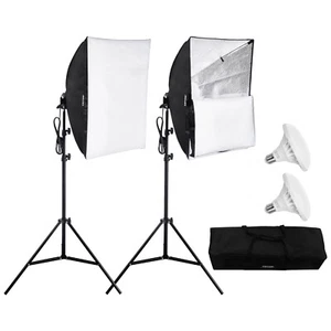 VEVOR Kit d'Éclairage Softbox 600 x 600 mm Ampoules LED 30 W 5500 K Lot de 2 - Imagen 1 de 12