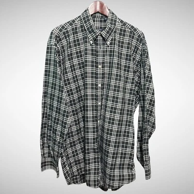 Vintage Burberry London Shirt Mens L Long Sleeve Button Down Navy Blue Black  - Image 1 of 4