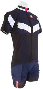 Castelli Women Short Sleeve Cycling Team Kit SM/MD Black Blue Road Bike Gravel - Picture 1 of 5