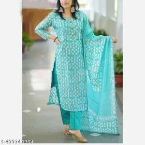 Indian Rayon Kurti/Kurta Set With Bottomwear And Dupatta Party Wear For Women's - Picture 1 of 3