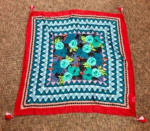 Noonday Collection 100% Silk Tassel Blues/Reds Scarf EUC - Picture 1 of 3