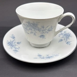 Vintage Crown Empire Duchess Fine China Teetasse und Untertasse blau Blumen Japan - Bild 1 von 9