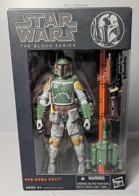 Boba Fett 6" action figure 2013 Hasbro Star Wars Black Series #06 orange line - Image 1 of 2