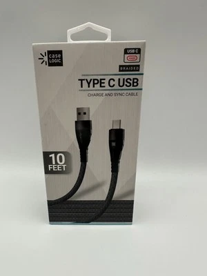 Case Logic Standard Charge & Sync Type C USB Cable 10 Feet Black New - Image 1 of 2
