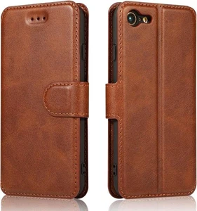 Funda QLTYPRI, iPhone SE 2022 5G/SE 2020/8/7, Cuero PU, Cartera, Pata de cabra Marrón - Imagen 1 de 4