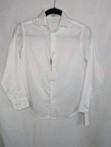 BOYS CALVIN KLEIN Satinette BUTTON UP White Dress Shirt SIZE 10 - Picture 1 of 8