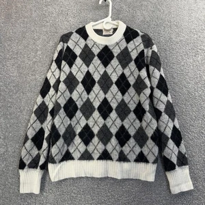 Suéter Campus Vintage Para Hombre Grande Gris Negro Blanco Argyle Orlon Acrílico Años 60 - Imagen 1 de 6