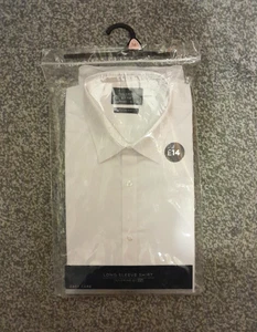 HERREN WEISSES HEMD, 16" KRAGEN, LANGARM, GEKNÖPFT, ELEGANT & LÄSSIG, KOSTENLOSER VERSAND - Bild 1 von 5