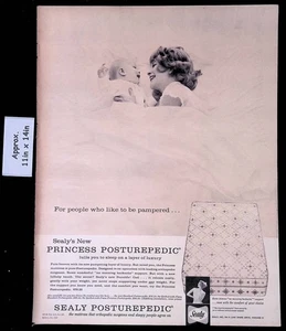 1961 SEALY'S PRINCESS POSTUREPEDIC MOM & BABY LIKE TO BE PAMPERED Print Ad 49986 - Picture 1 of 1