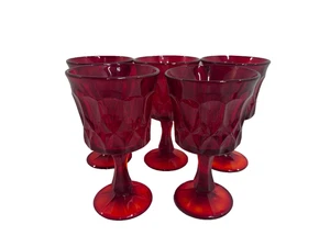 Vintage Noritake Perspective Set of 5 Ruby Red Glass Water Goblets Halloween - Picture 1 of 8