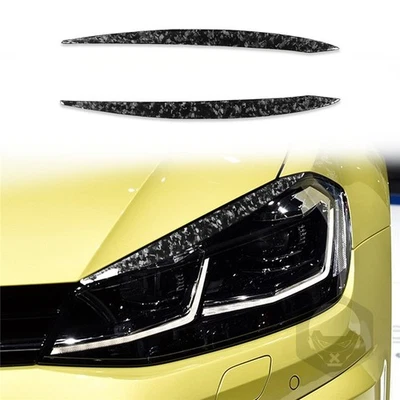 Fits VW Golf 7 GTI GTD R MK7 13-18 Carbon Fiber Headlight Eyebrow Eyelids Cover - Image 1 of 4