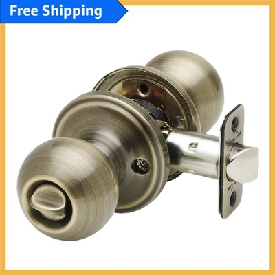 BK2030AB Perilla de bola de bloqueo de privacidad - Latón antiguo, 1 paquete con pestillo ajustable Foto 1 de 4