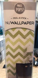1 ROLL - Wallpops Contemporary Chevron Zig Zag Green White Peel and Stick - Picture 1 of 4