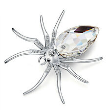 White Spider Silver Plated Fashion Brooches Jewelry Elegant Crystal Brooch Pi-jl