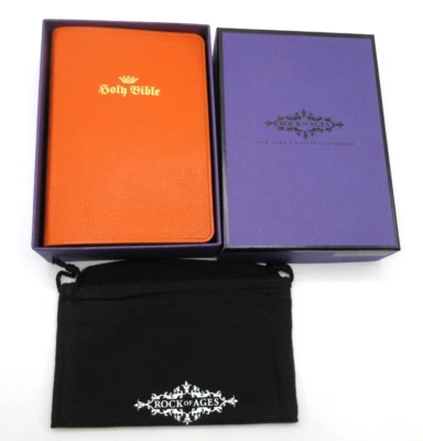 King James Bible Holy Bible Leather Cover Rock of Ages 7x5 List$135 Orange Foto 1 de 4