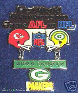 Super Bowl 1  Packers Chiefs Hanging Champs Dangle Pin