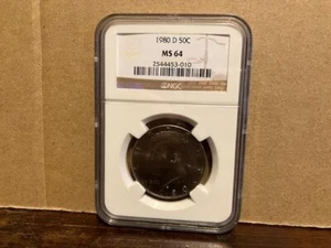 1980 NGC MS 64 KENNEDY HALF DOLLAR 50C SPECIAL MINT SET SLABBED - Bild 1 von 3