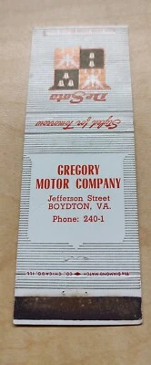 DESOTO Gregory Motor Company Boynton Virginia VA Matchbook Cover Styled Tomorrow Foto 1 de 3