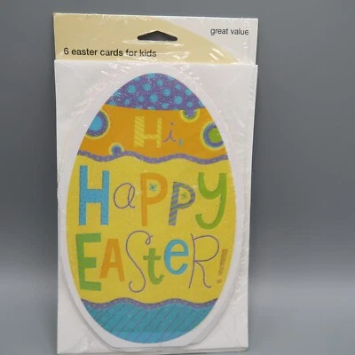 American Greetings Happy Easter Card Sparkle Egg Shape Retail Pack of 6 - Image 1 of 4