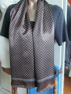 59" Mantos Lana Seda Doble Capa Ascot Opera Bufanda De Colección Azul Marrón Negro Foto 1 de 4