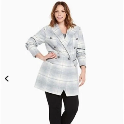 TORRID Wool Midi Plaid Coat - Size 2 - Image 1 of 4