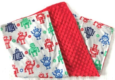 Manta de regalo para bebé robot rojo Minky Boy regalo de ducha niño hecha a mano Foto 1 de 4
