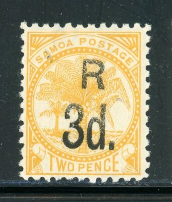 SAMOA 25b SG79 MH 1895 3p on 2p org yel Palm Trees "Narrow R" Perf 11 CV$6 - Image 1 of 2