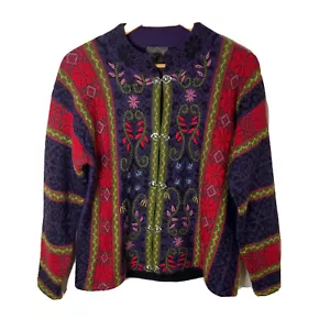 Cárdigan clásico tejido de alpaca talla M 100% alpaca hecho en Perú multicolor - Imagen 1 de 13