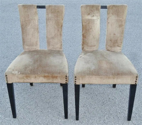 2 Art Deco-Mid Century Mystery Split Back Dining Room Chairs * AS IS Cover