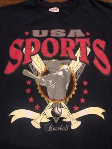 Rara camicia promozionale baseball USA SPORTS vintage anni 80 90 MLB punto singolo vintage Htf - Foto 1 di 6