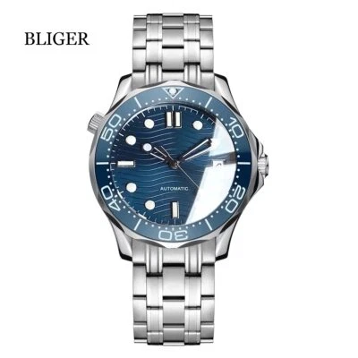 Luxo BLIGER 41mm relógio mecânico masculino safira movimento NH35 PT5000 azul verde - Imagem 1 de 4