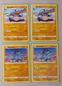 2x Rhydon 090/196 & 2x Rhyhorn 089/196 Pokemon card Lost Origin NM - Picture 1 of 1