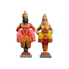 God Goddess Vitthal Rukmini Idol Statue for Home Office Temple Décor Multicolor