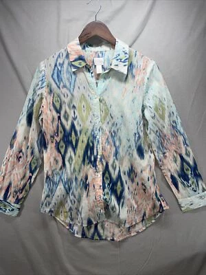 Camisa Chicos Para Mujer Talla Pequeña (0) Manga Larga Con Botones - Multicolor Pastel Foto 1 de 4